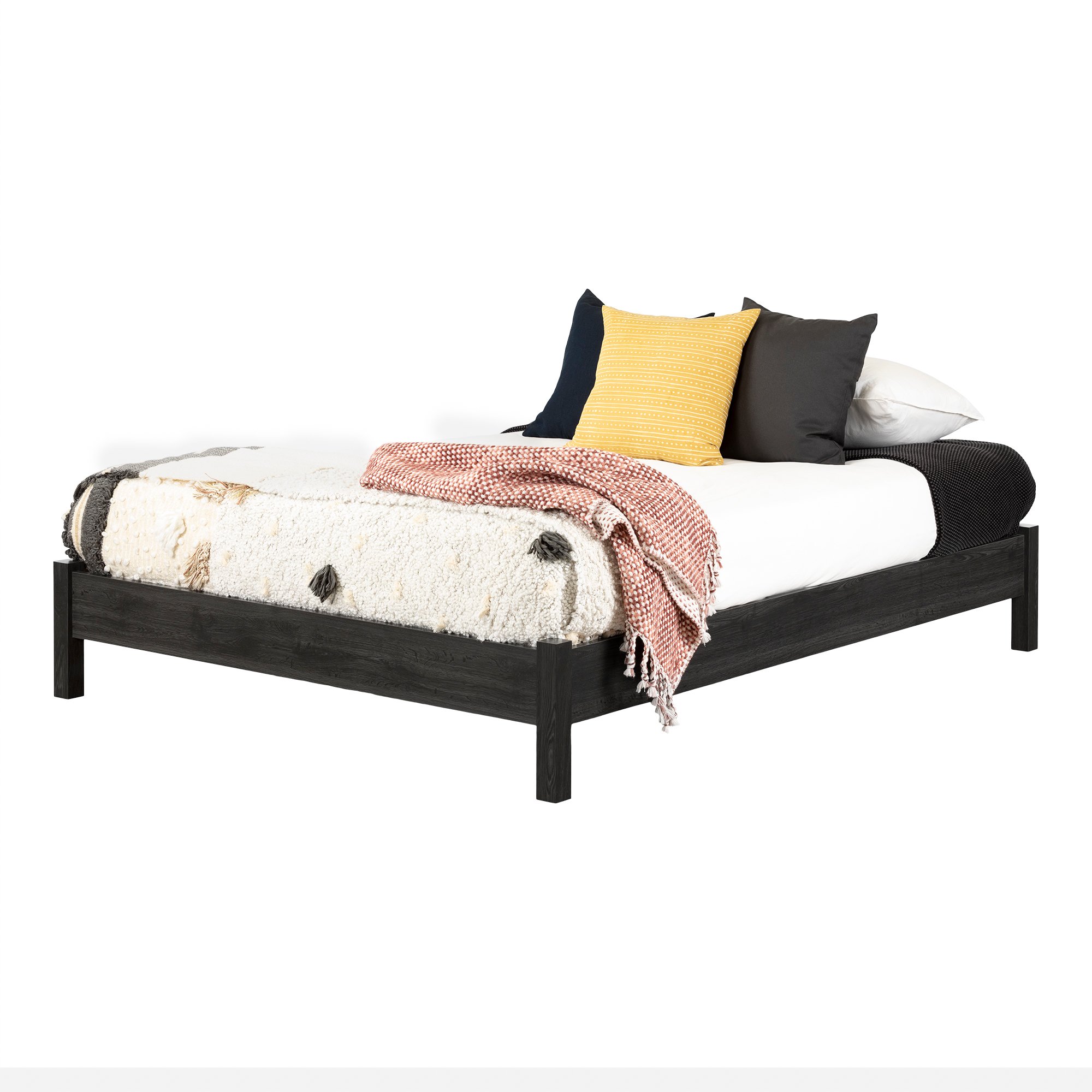 12749 Modern Gray Oak Queen Platform Bed - Lensky-3