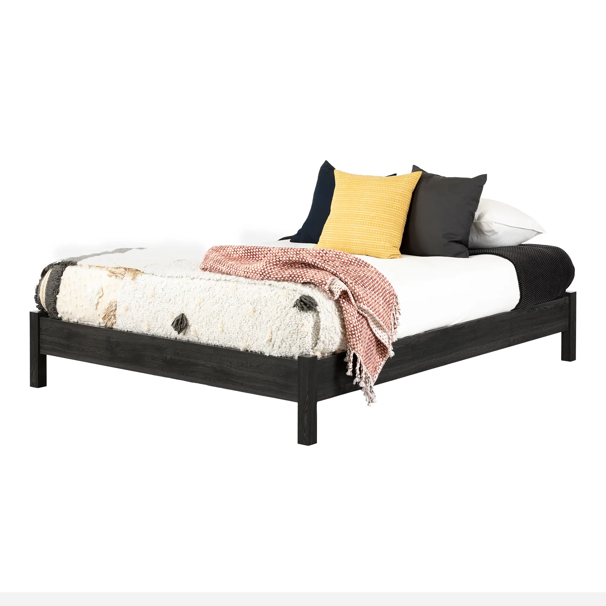 12749 Modern Gray Oak Queen Platform Bed - Lensky-3