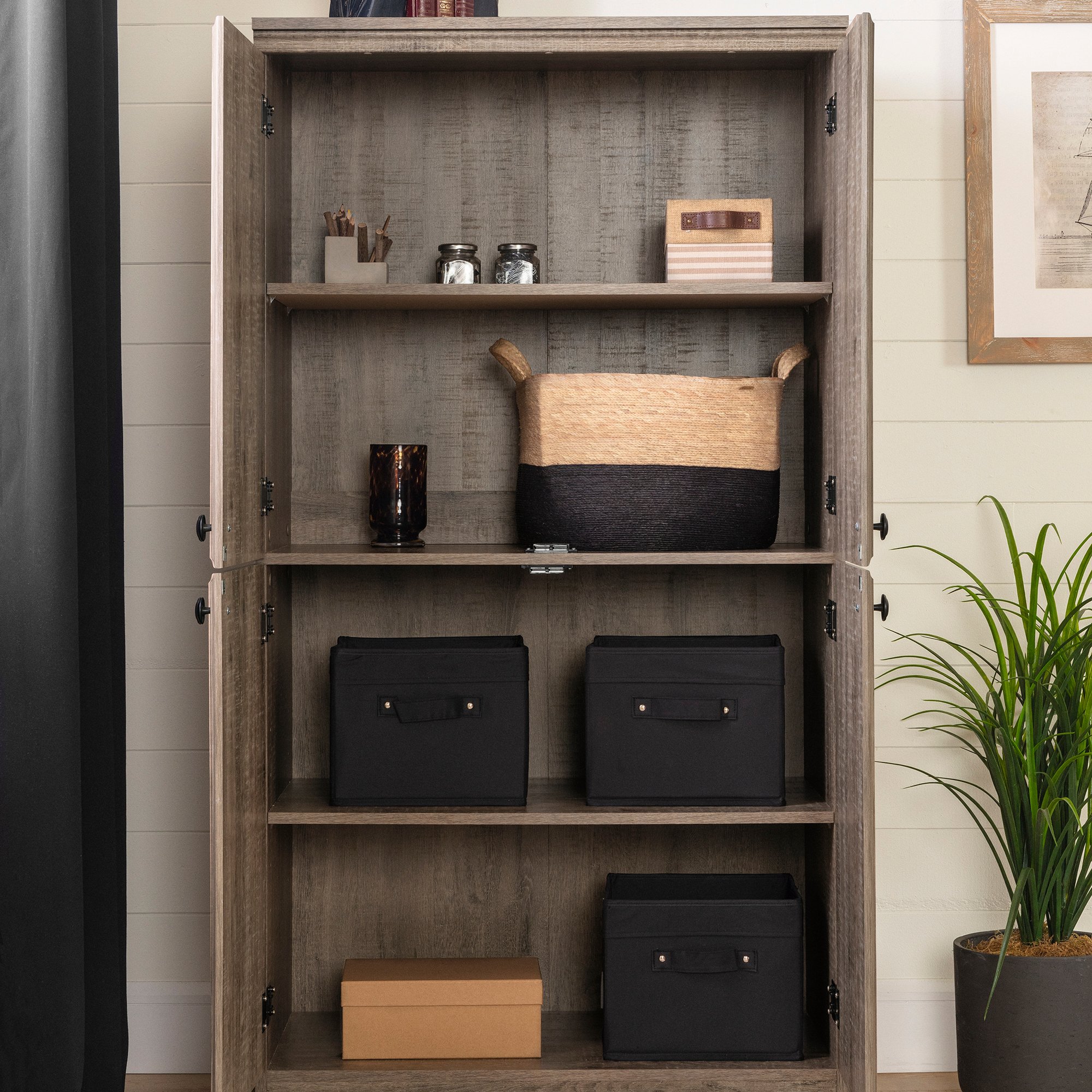 12949 Weathered Oak 4-Door Storage Cabinet - Morgan-2