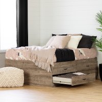 12953 Weathered Oak Full Storage Bed with 4 Drawers - Step One