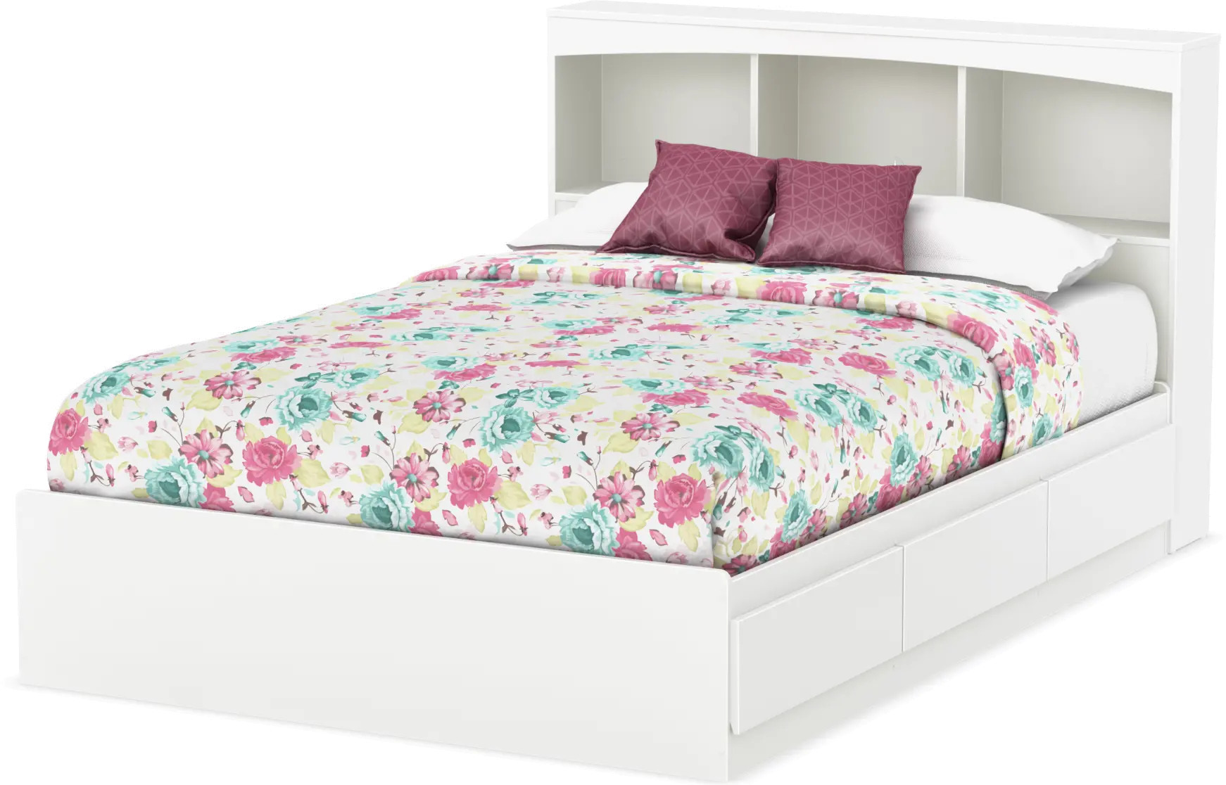 3160079 Step One White Full Bookcase Headboard-2