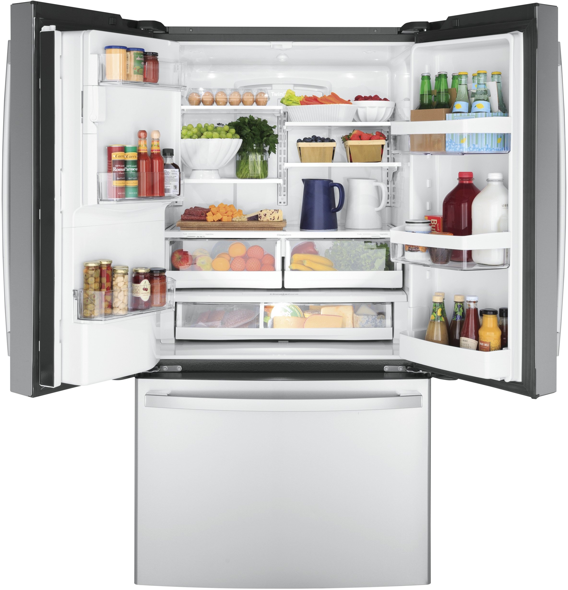 GYE22GYNFS GE 36 Inch French Door Smart Refrigerator - 22.08 cu. ft. Counter Depth, Fingerprint Resistant Stainless Steel-2