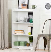 7250766C Pure White 3-Shelf Bookcase - Axess