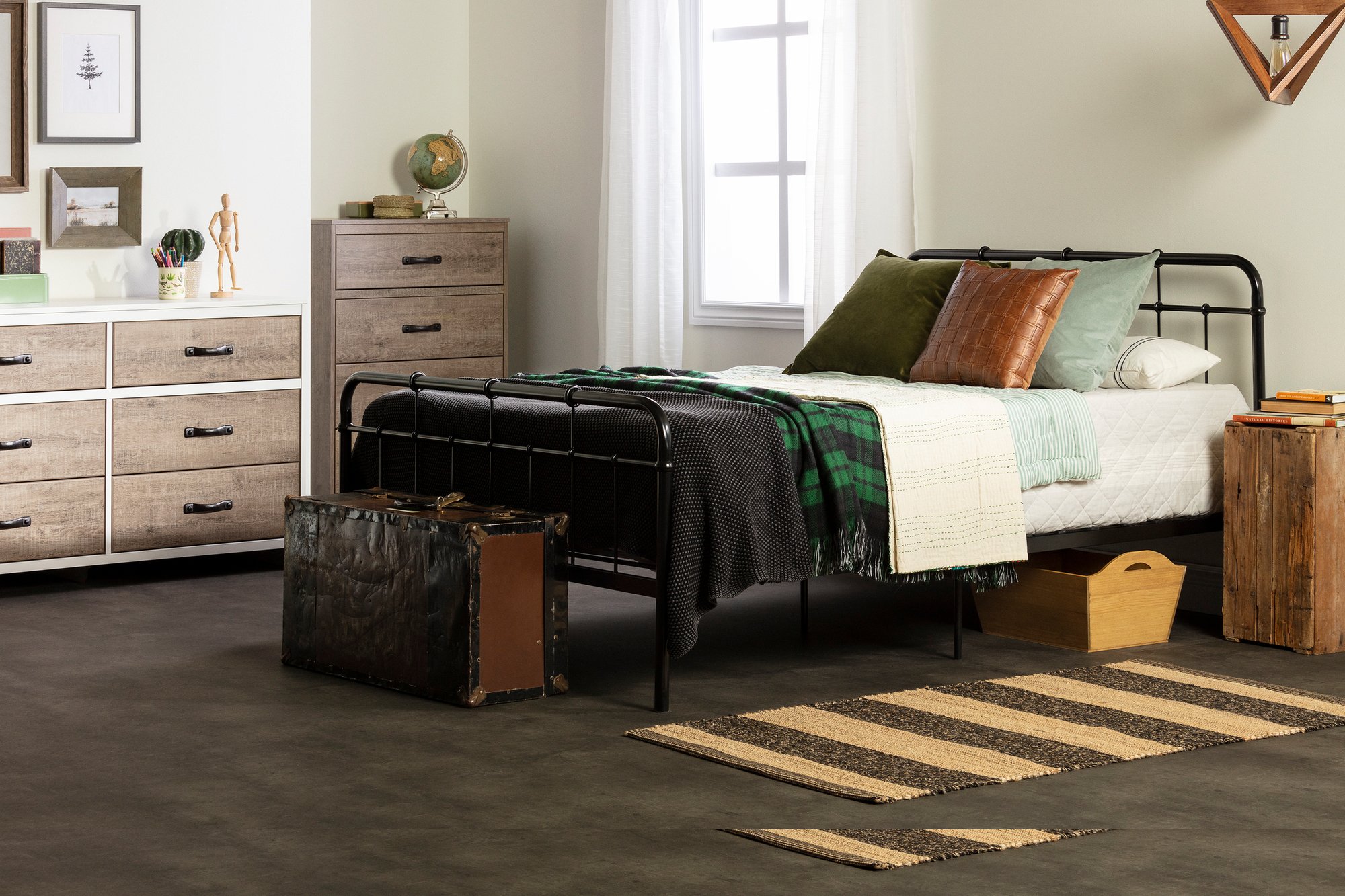 12773 Industrial Black Full Metal Bed - Hankel-3