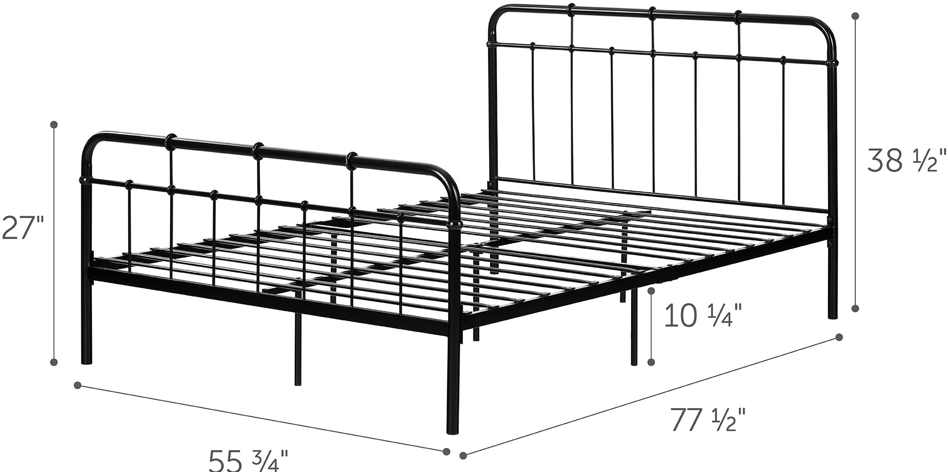 12773 Industrial Black Full Metal Bed - Hankel-7