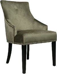 Green Velvet Upholstered Dining Room Chair - Modern Eclectic