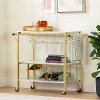 12804 White Faux Marble and Gold Bar Cart - Maliza