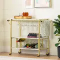 12804 White Faux Marble and Gold Bar Cart - Maliza