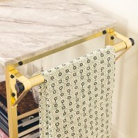 12804 White Faux Marble and Gold Bar Cart - Maliza-3