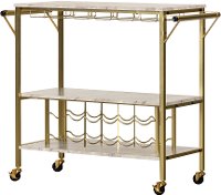 12804 White Faux Marble and Gold Bar Cart - Maliza-6