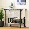 12805 White Faux Marble and Black Bar Cart - Maliza