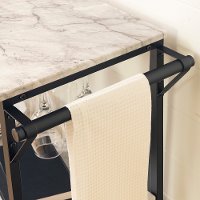 12805 White Faux Marble and Black Bar Cart - Maliza-3