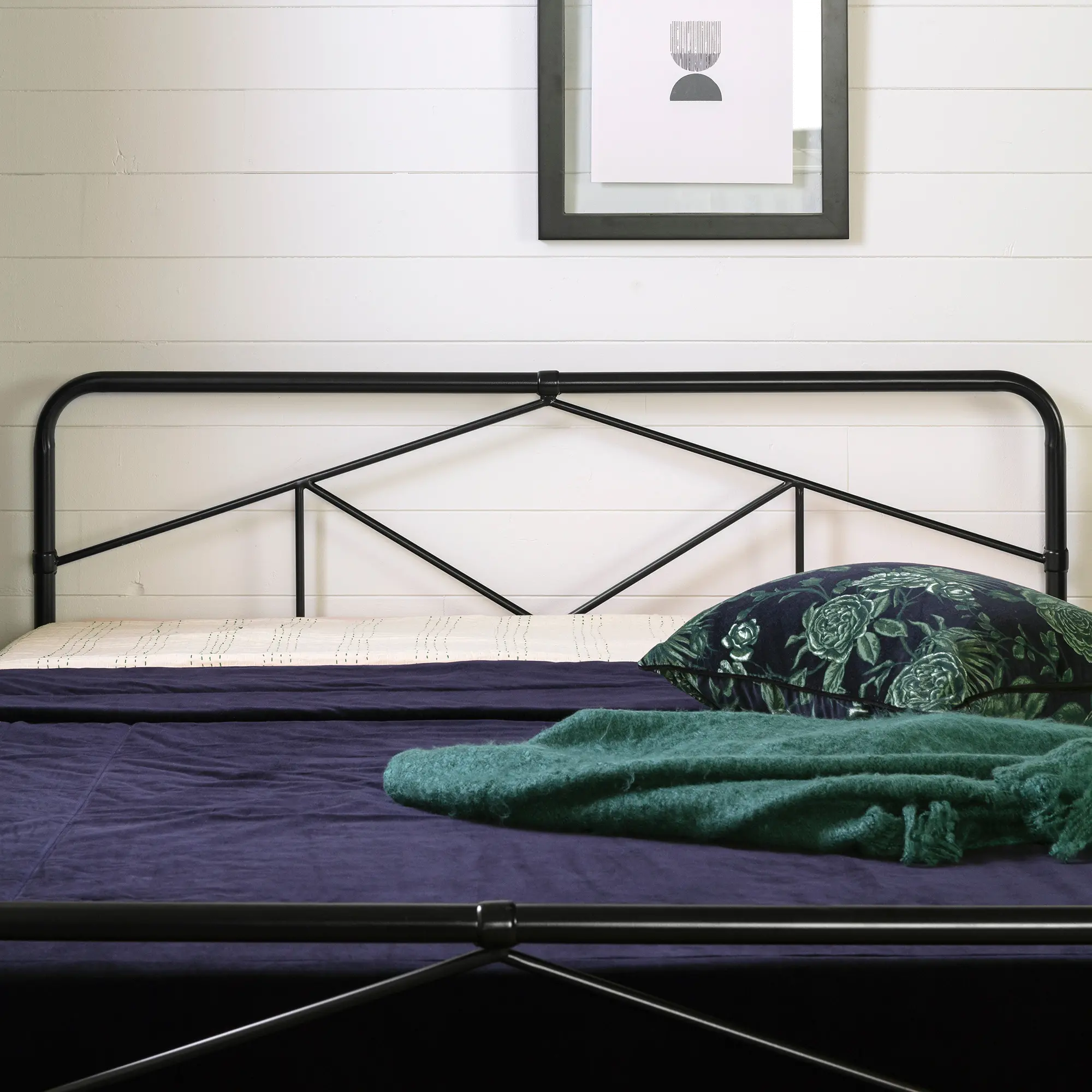 12535 Modern Black Queen Metal Bed - Sazena-2