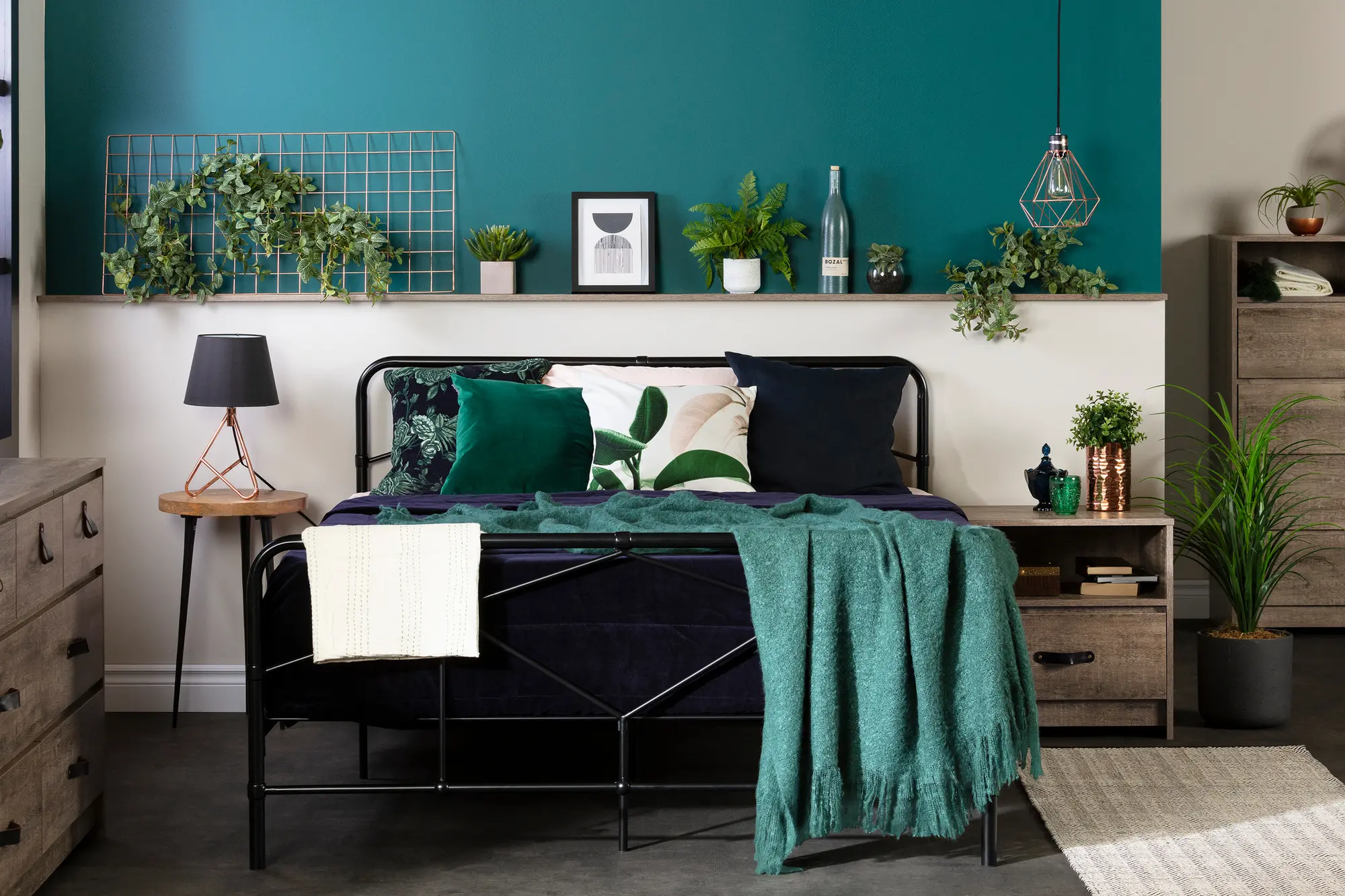 12535 Modern Black Queen Metal Bed - Sazena-5