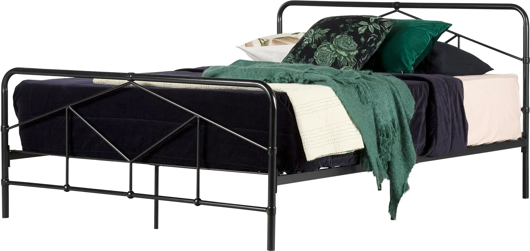 12535 Modern Black Queen Metal Bed - Sazena-6