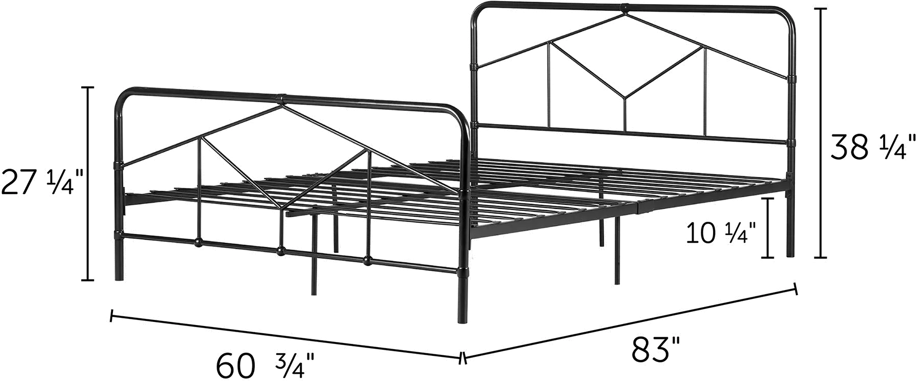 12535 Modern Black Queen Metal Bed - Sazena-8