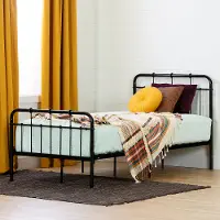 12897 Versa Industrial Black Twin Metal Platform Bed