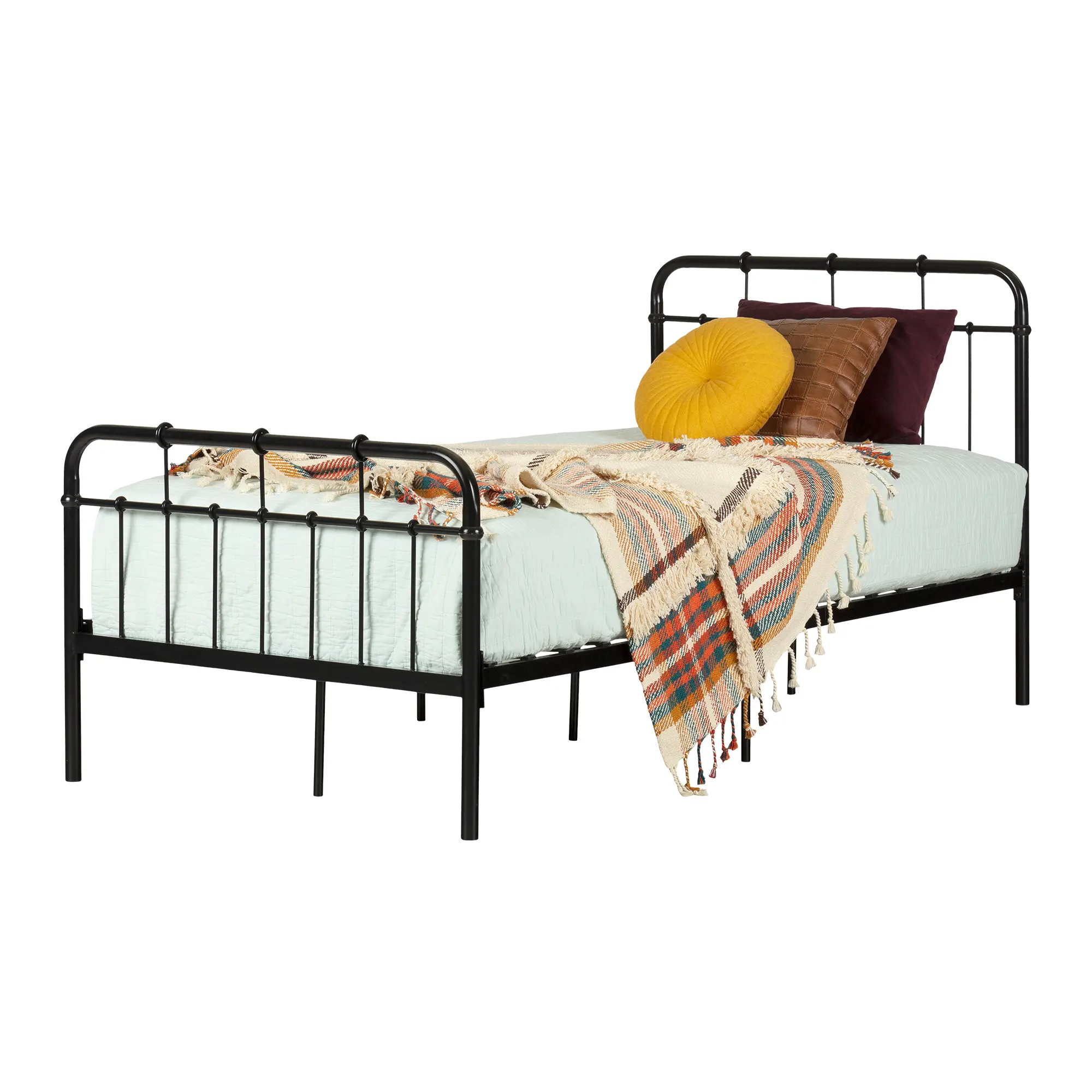 12897 Versa Industrial Black Twin Metal Platform Bed-4
