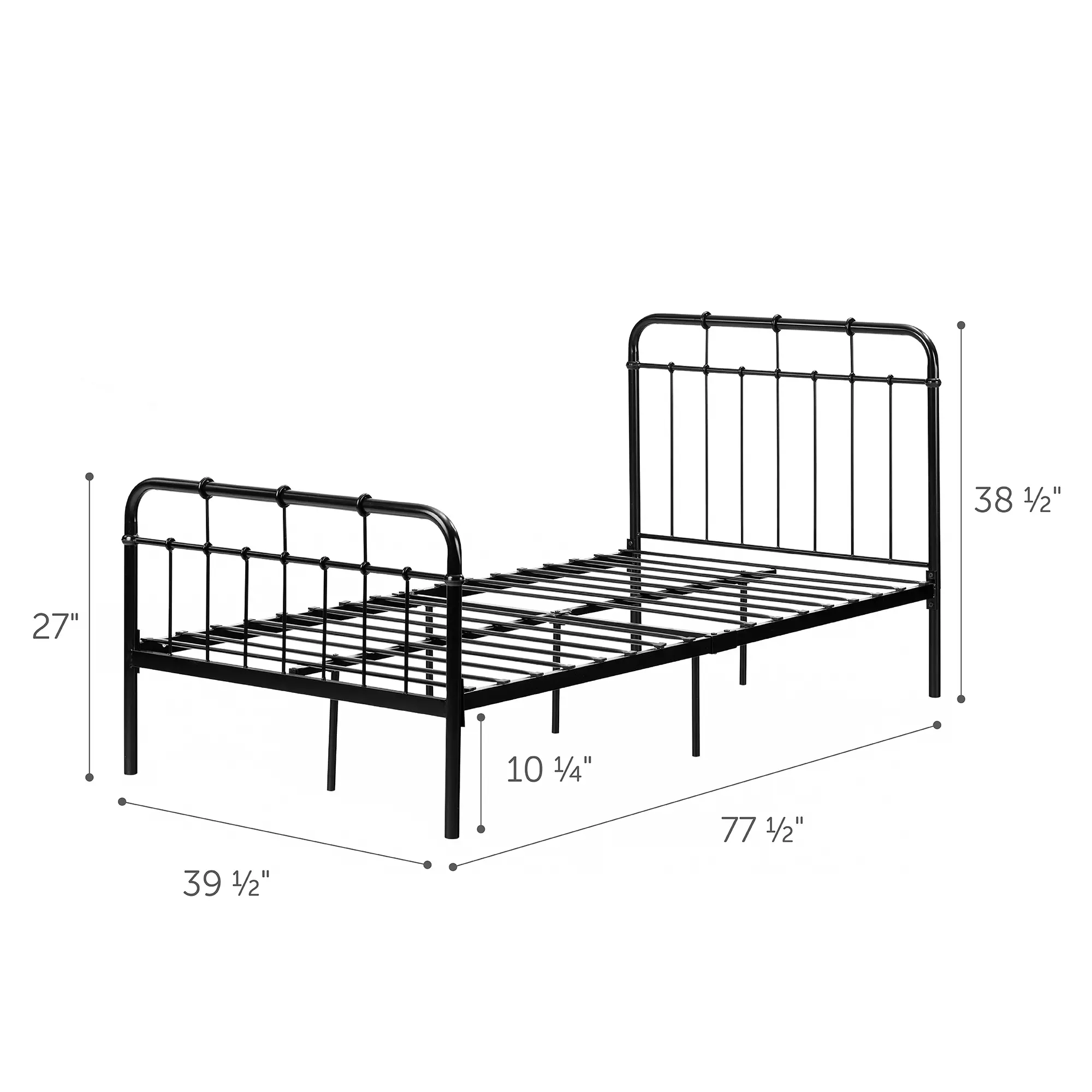 12897 Versa Industrial Black Twin Metal Platform Bed-6