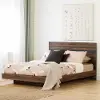 12143 Modern Walnut and Charcoal Queen Platform Bed - South Shore