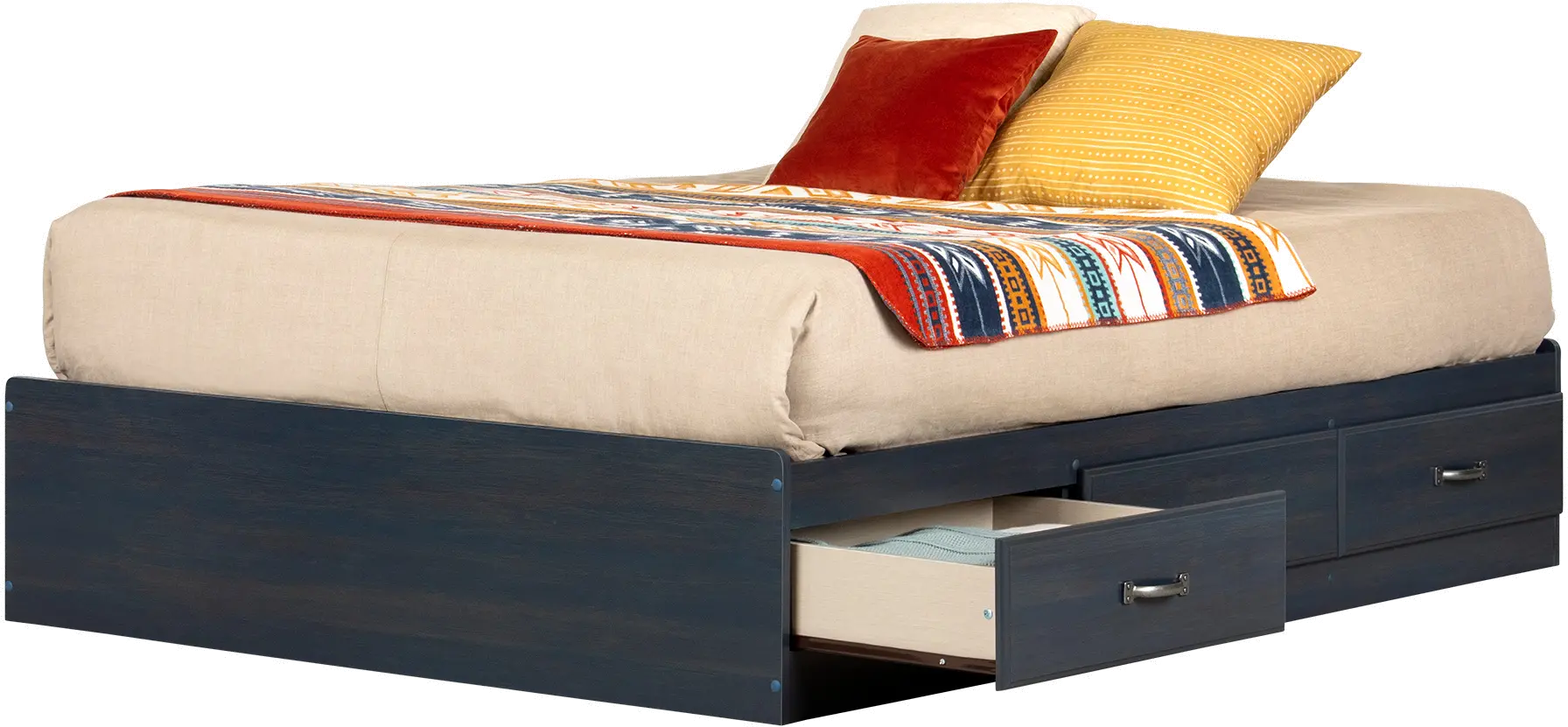 12728 Contemporary Blue Full Storage Platform Bed - Asten-4