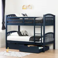 12729 Blue Twin over Twin Bunk Bed with Drawers - Asten