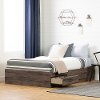 12736 Contemporary Fall Oak Full Storage Platform Bed - Asten