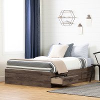 12736 Contemporary Fall Oak Full Storage Platform Bed - Asten