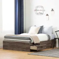 12736 Contemporary Fall Oak Full Storage Platform Bed - Asten