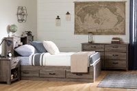 12736 Contemporary Fall Oak Full Storage Platform Bed - Asten-2