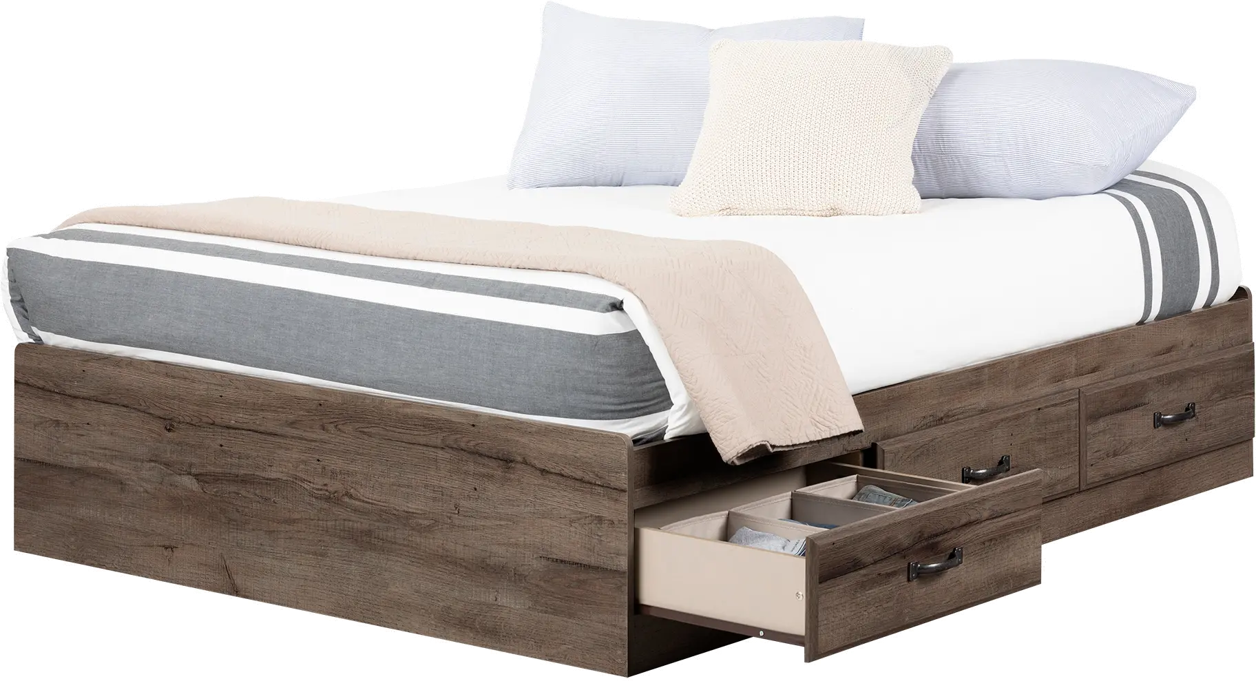 12736 Contemporary Fall Oak Full Storage Platform Bed - Asten-3