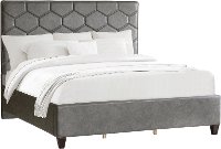 Modern Gray Queen Upholstered Bed - Modern Eclectic