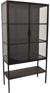 Modern Black Metal Display Cabinet - Wesley