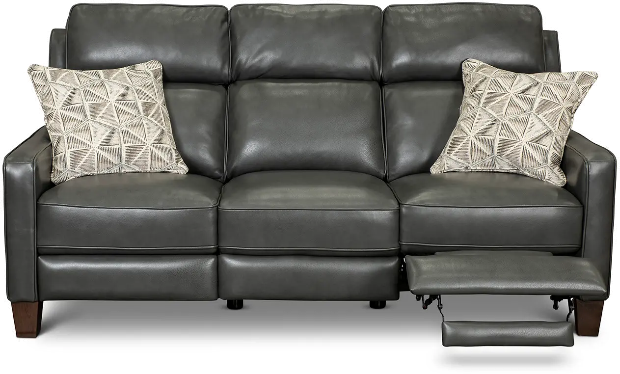 Madrid Smoke Dark Gray Leather Power Reclining Sofa-1