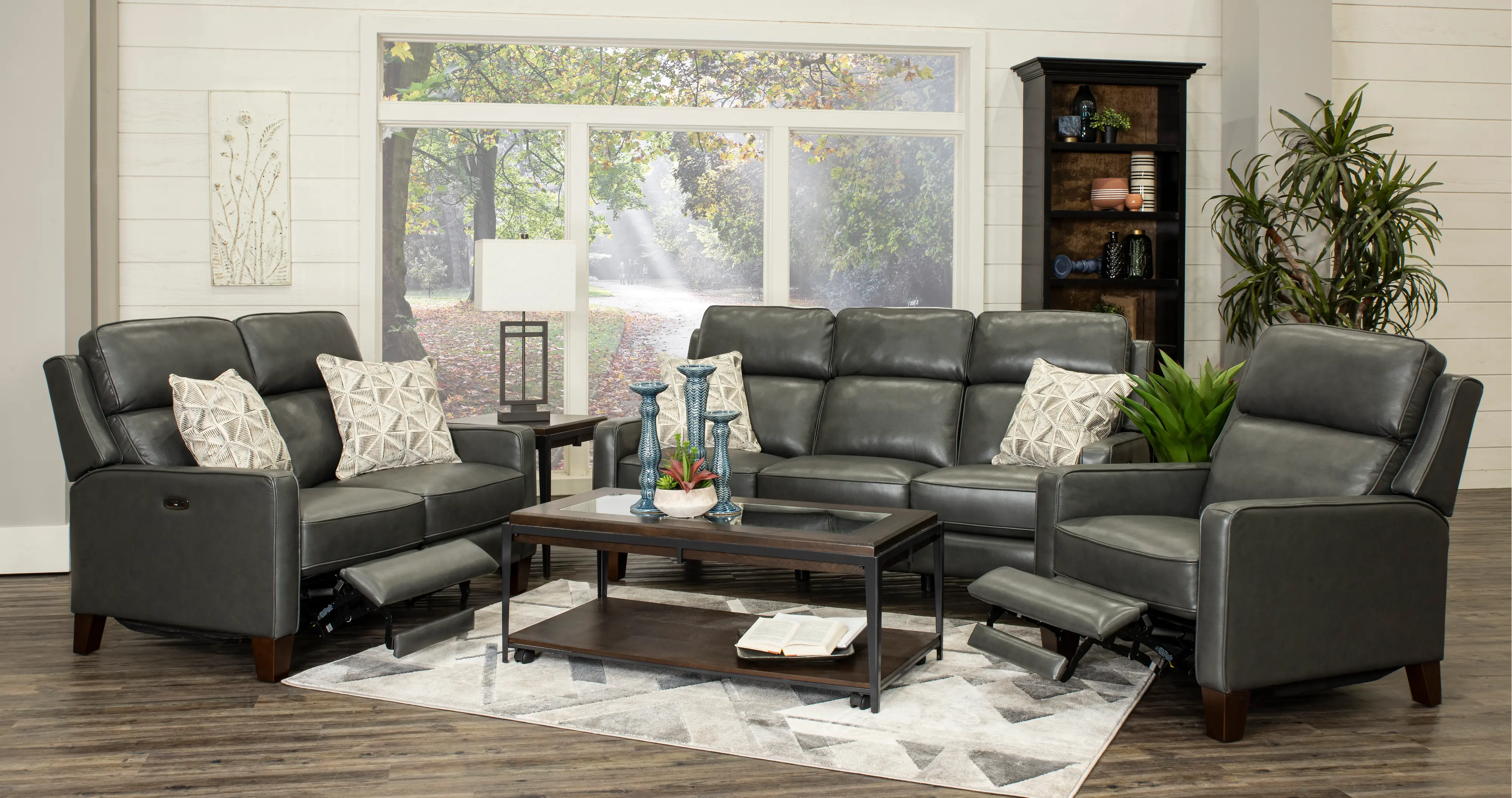 Madrid Smoke Dark Gray Leather Power Reclining Sofa-3