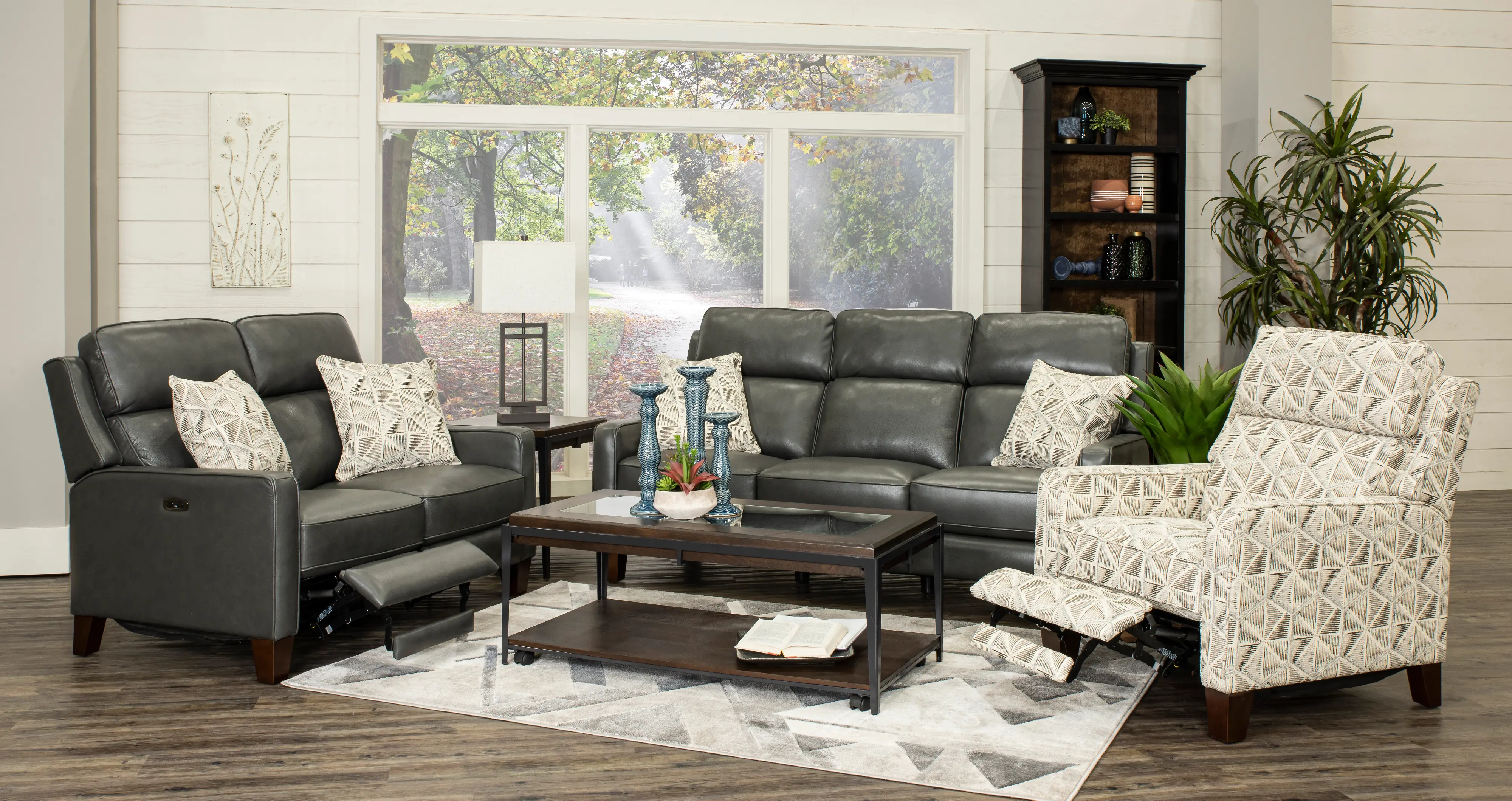Madrid Smoke Dark Gray Leather Power Reclining Sofa-4