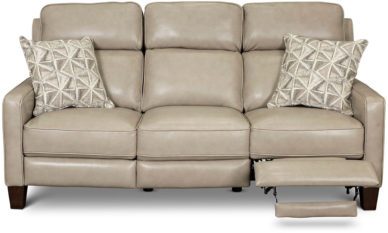 Madrid Taupe Leather Power Reclining Sofa-1