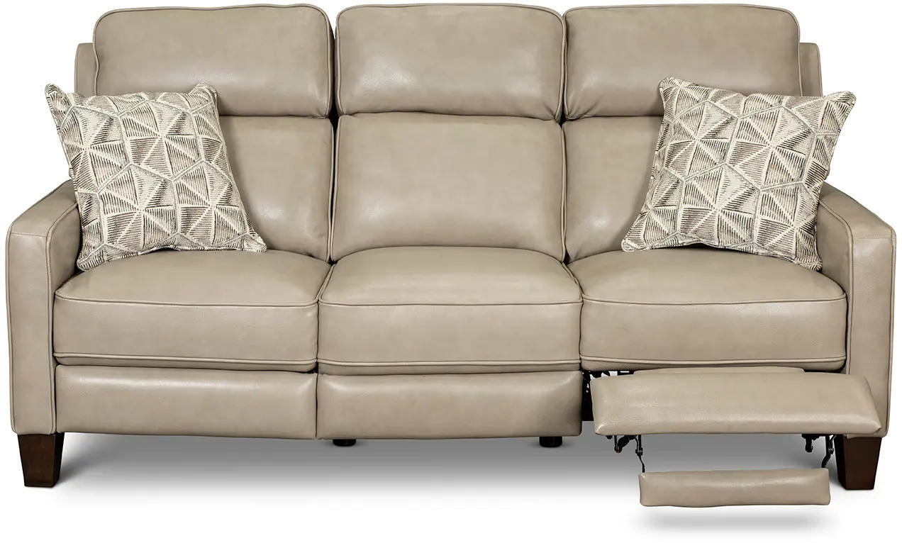 Madrid Taupe Leather Power Reclining Sofa-1