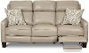 Taupe Leather Power Reclining Sofa - Madrid