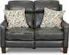 Clearance Madrid Smoke Dark Gray Leather Power Reclining Loveseat