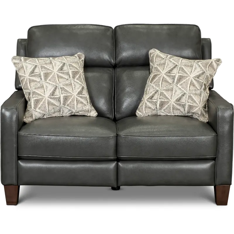 Madrid Smoke Dark Gray Leather Power Reclining Loveseat