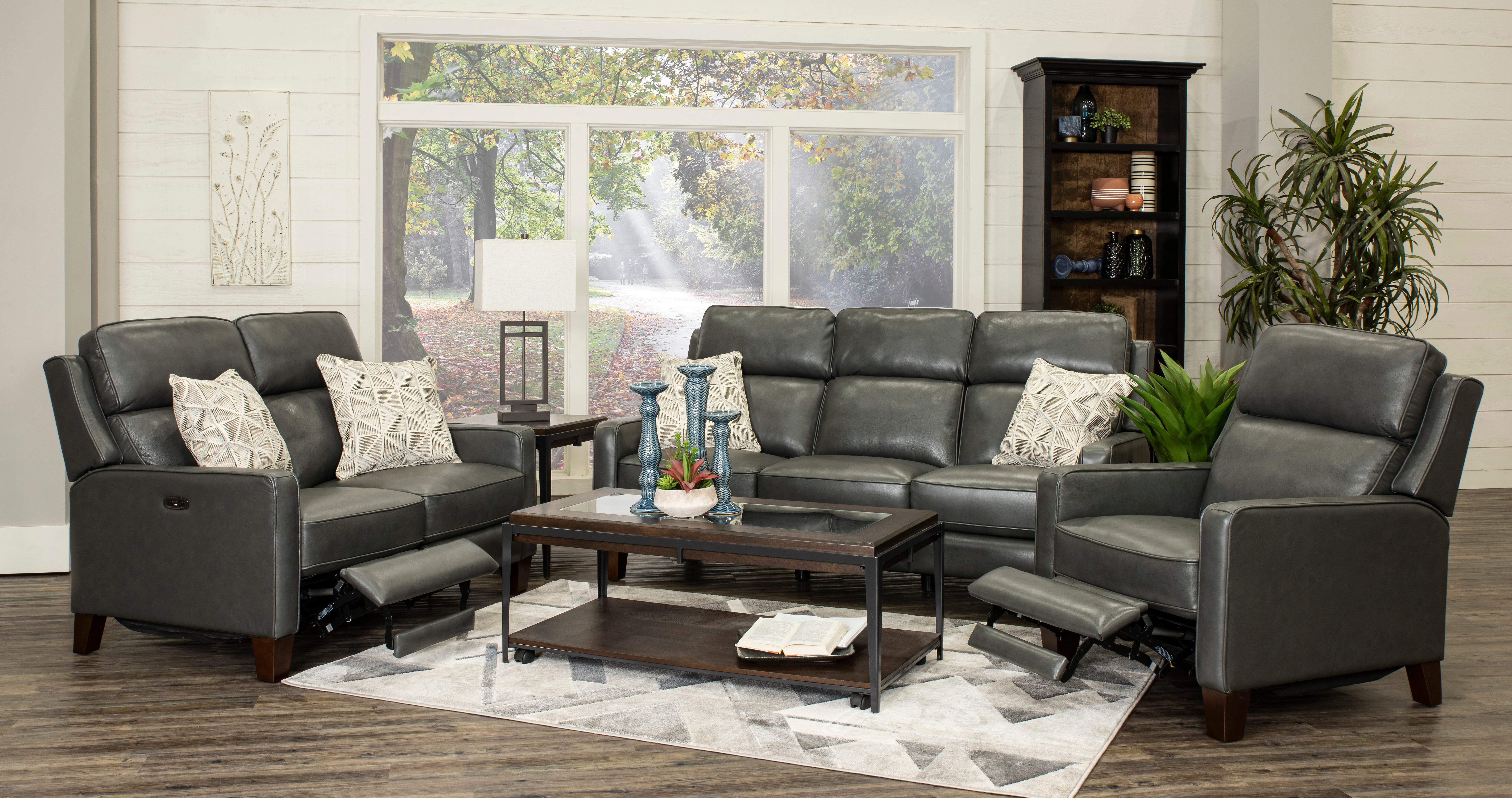 Madrid Smoke Dark Gray Leather Power Recliner-4