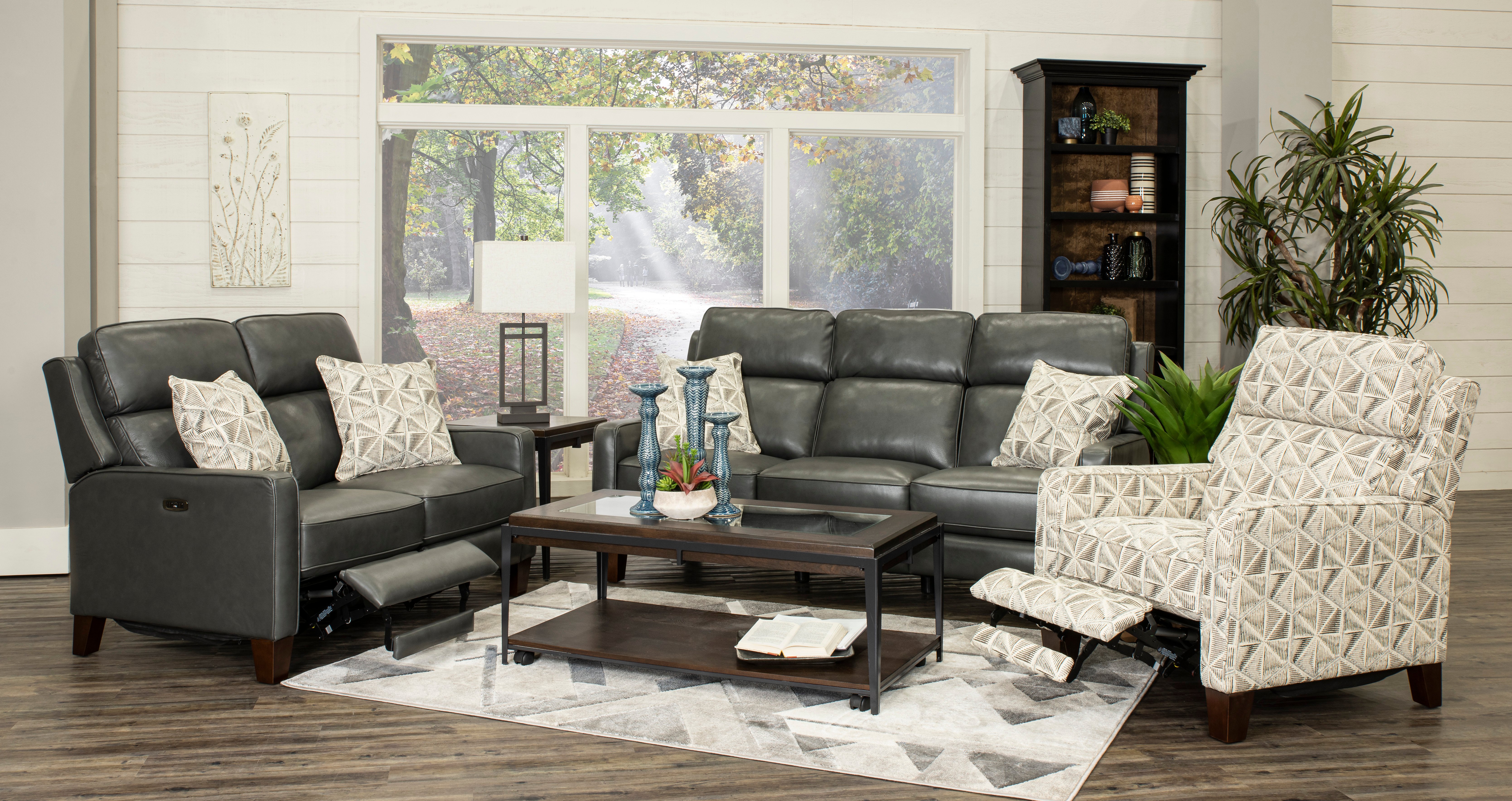 Madrid Cyclone Natural Gray and Beige Accent Power Recliner-4