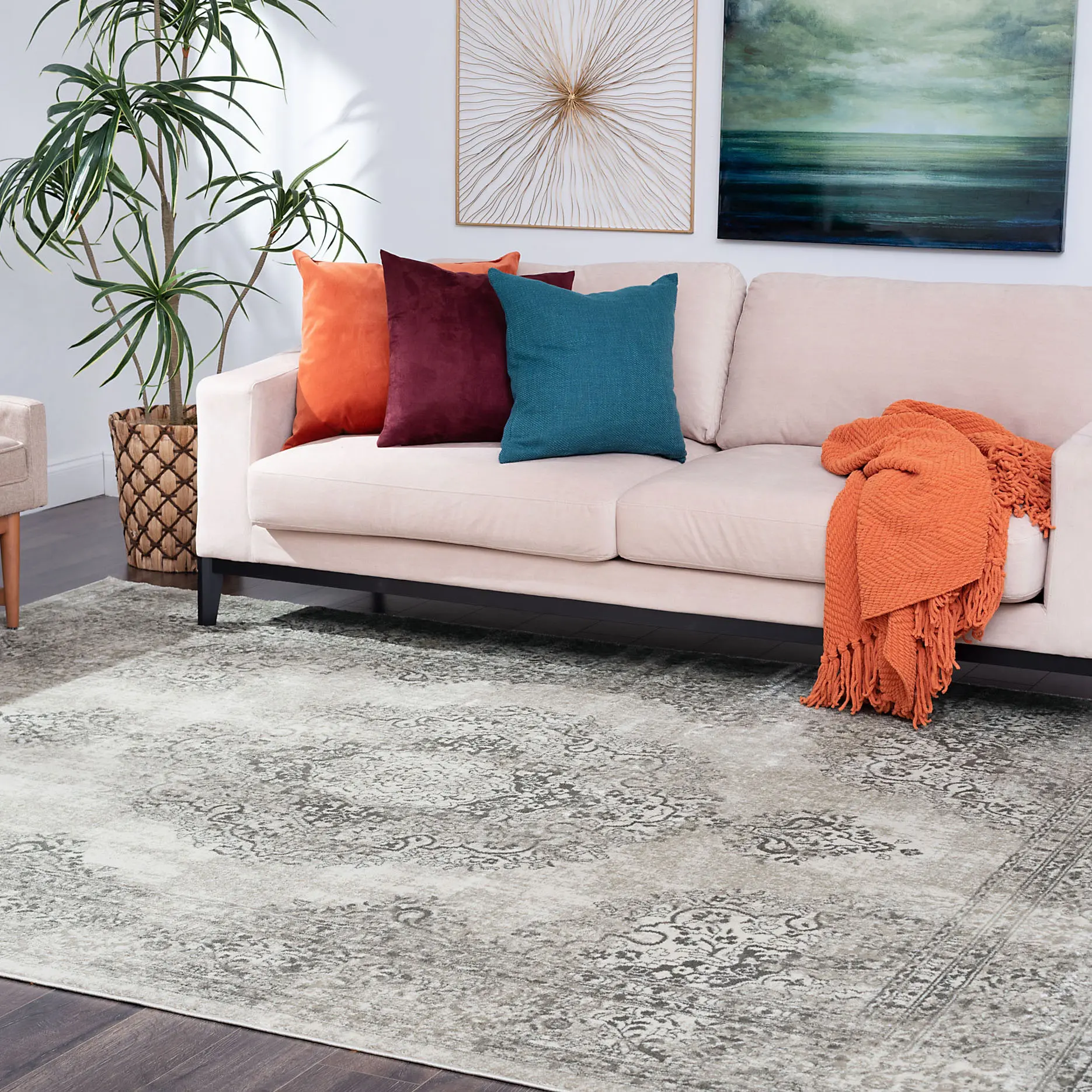 GEN1201-8X10 8 x 10 Large Oriental Ivory Area Rug - Generation-8