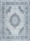 HRP2217-8X10 8 x 10 Large Cream and Aqua Blue Area Rug - Harper