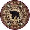 NTR6550-8RND 8' Round Black Bear Novelty Lodge Area Rug - Nature