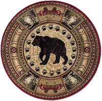 NTR6550-8RND 8' Round Black Bear Novelty Lodge Area Rug - Nature