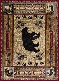 NTR6550-5X8 5 x 7 Medium Black Bear Novelty Lodge Area Rug - Nature-1