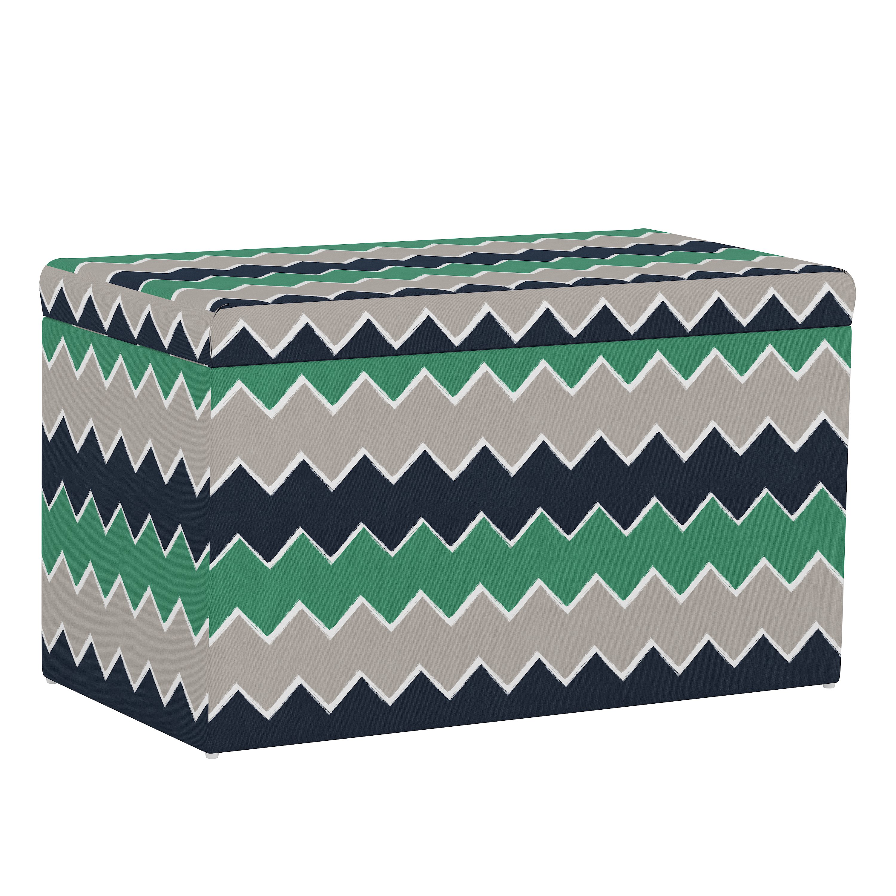 4325STBRSCHVNVGRNOGA Contemporary Navy and Green Chevron Storage Bench-1