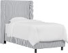 K-430BEDOXFSTNVYOGA Navy Blue Oxford Striped Twin Upholstered Wingback Bed